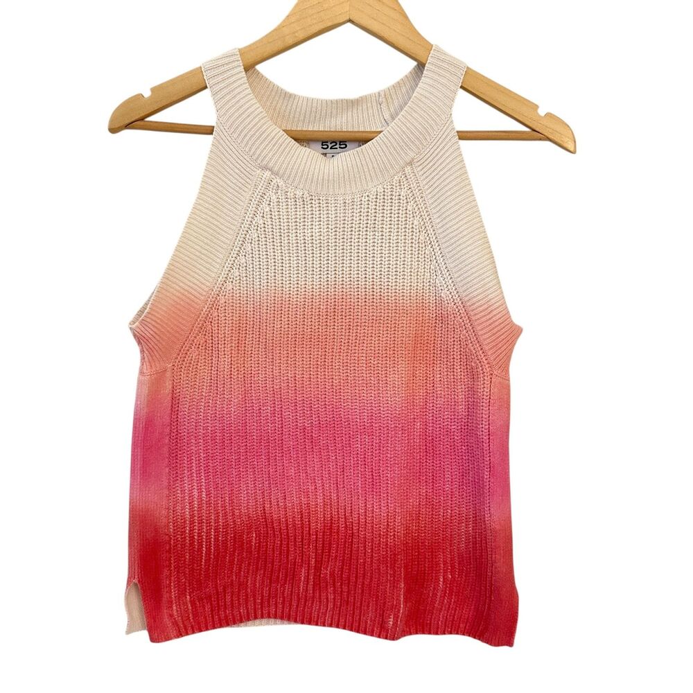 525 Women's Pink & White Tye Dye Cotton Sleeveless Crewneck Sweater – Size S
